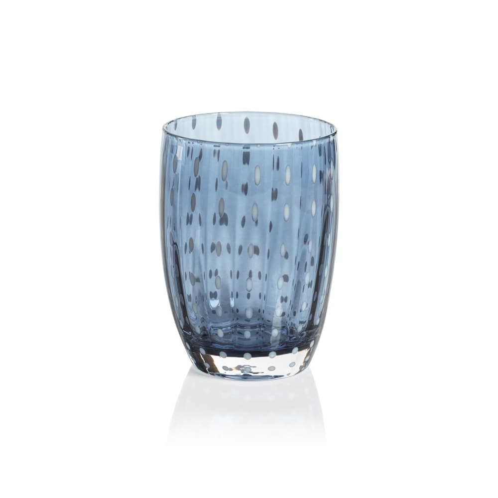 Portofino White Dot Tumblers in Navy Blue Set of 4 by Zodax