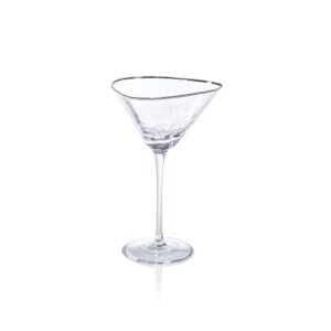 Aperitivo Triangular Martini Glasses, Clear with Platinum Rim Set of 4 by Zodax