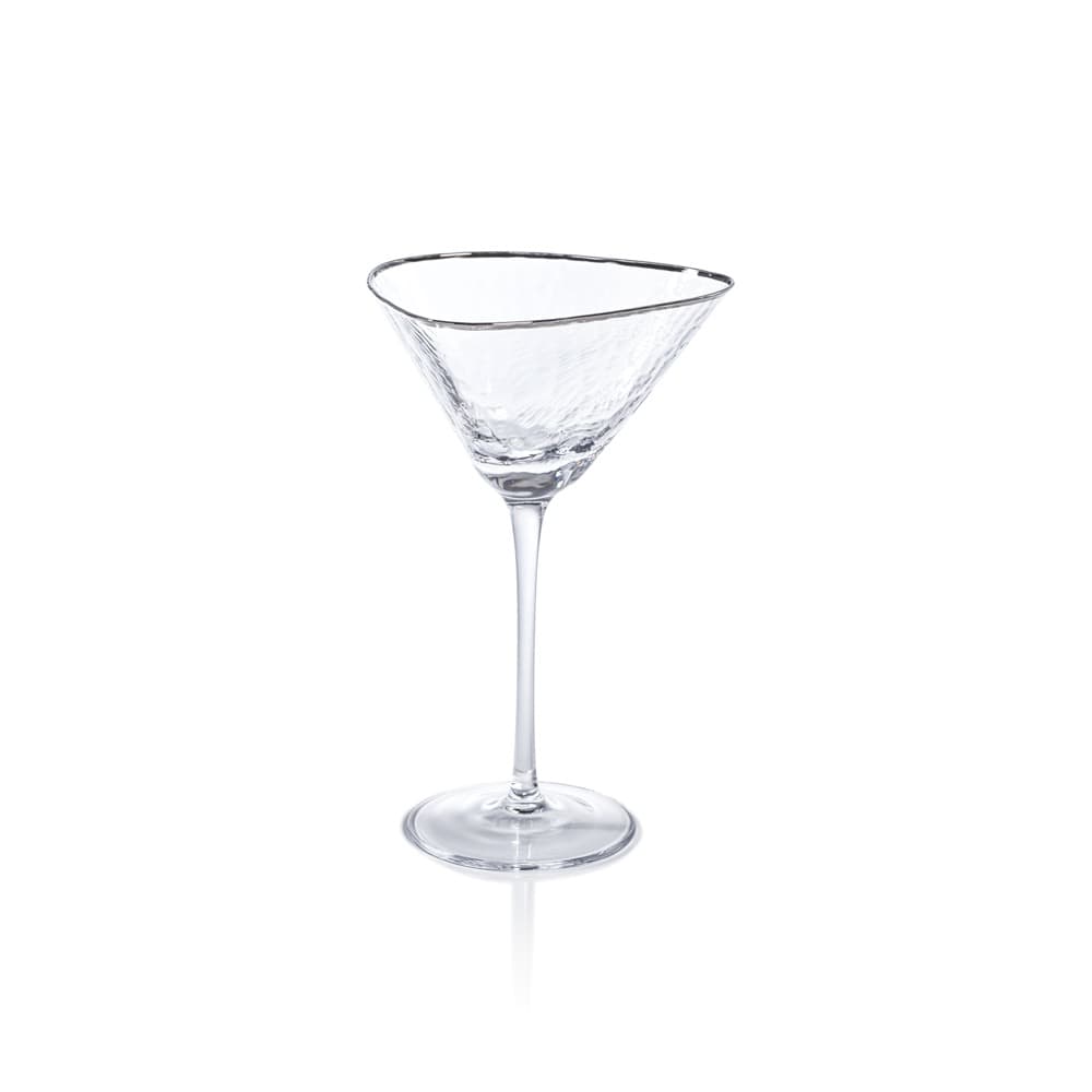Aperitivo Triangular Martini Glasses, Clear with Platinum Rim Set of 4 by Zodax