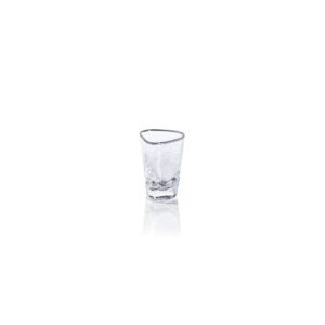 Aperitivo Triangular Shot Glasses, Clear with Platinum Rim Set of 6 by Zodax