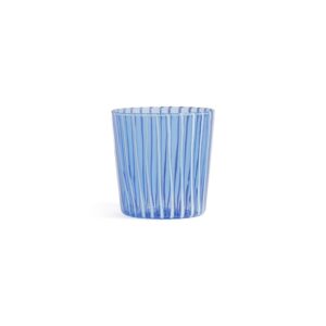 Marina White Stripe Glasses Tumblers in Blue Set of 6 by Zodax