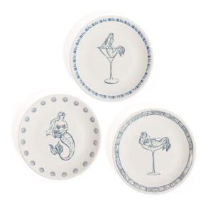 The Salty Mermaid  Bar / Appetizer Plates in 3 Assorted Designs Set of 6 by Zodax