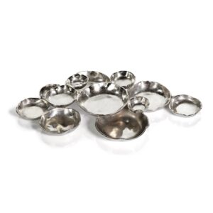 Cluster of Twelve Round Silver Serving Bowls by Zodax