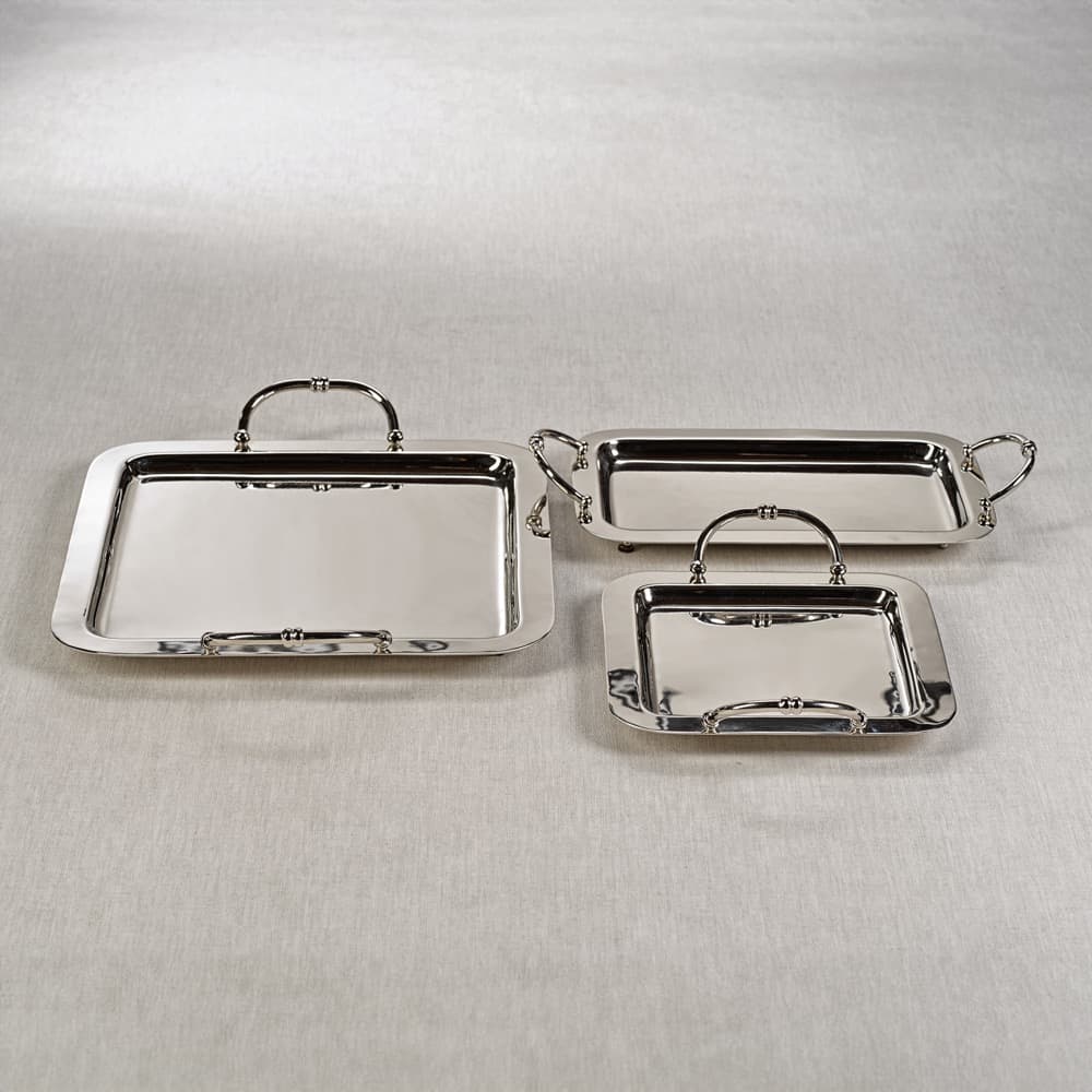 Manetta Large Steel and Brass Tray in Polished Nickel by Zodax - Image 2