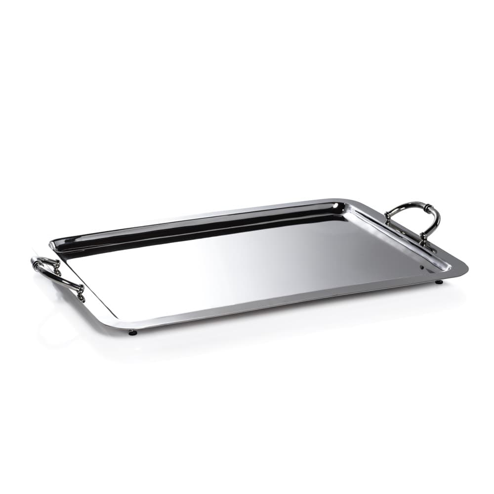 Manetta Large Steel and Brass Tray in Polished Nickel by Zodax