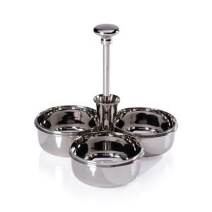 Basso Condiment Trio with Cocktail Pick Holder in Polished Nickel by Zodax