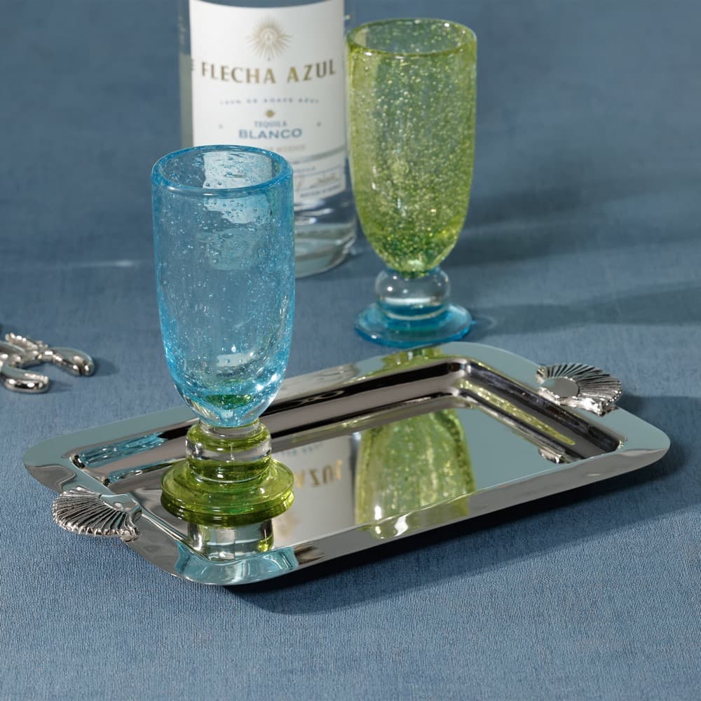 Cap Ferrat Fan Shell Design Serving Tray, Polished Nickel by Zodax - Image 2