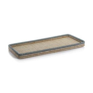 La Cote Coiled Rattan & Abaca Rectangular Serving Tray by Zodax