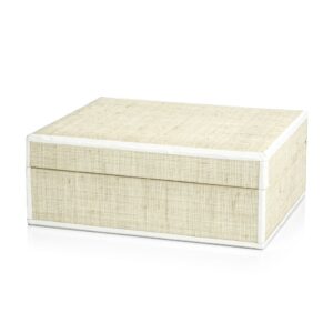 Atelier Natural Fiber Raffia Box with Leather Trim by Zodax