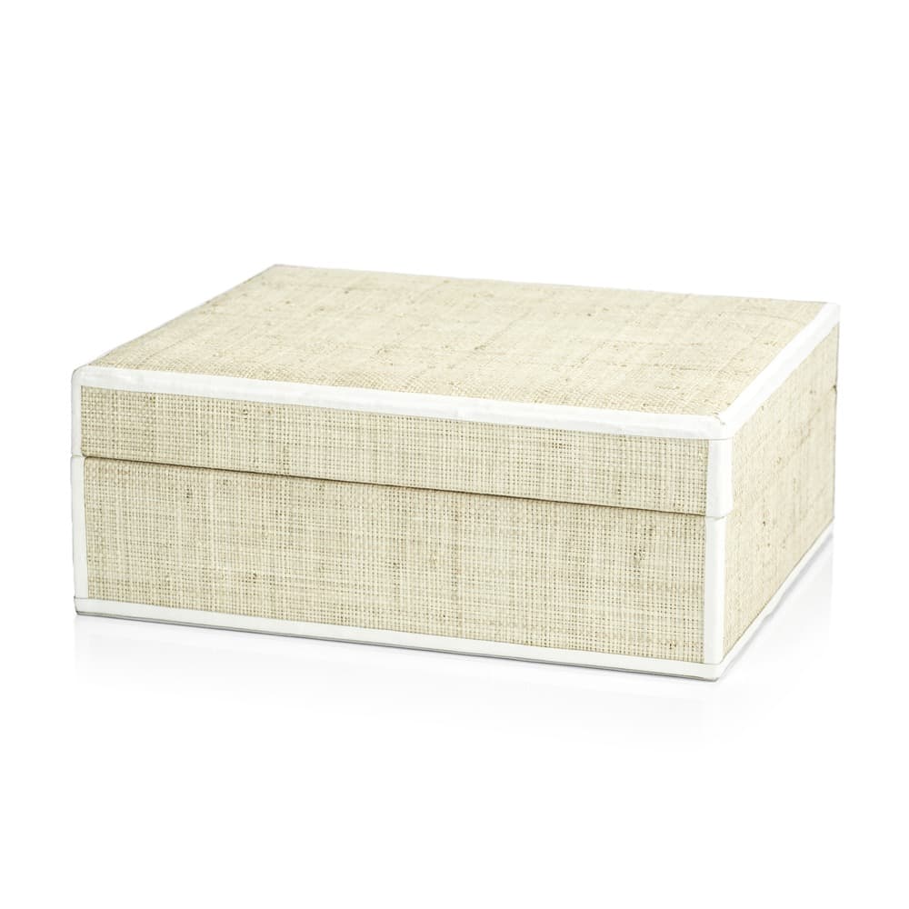 Atelier Natural Fiber Raffia Box with Leather Trim by Zodax