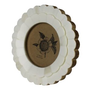 Round White Bone Petal Frame by HomArt