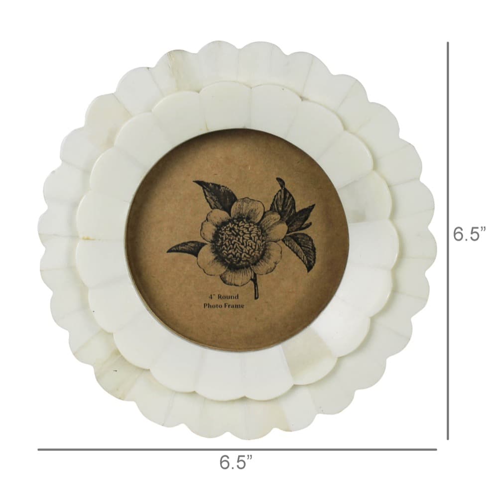 Round White Bone Petal Frame by HomArt - Image 2