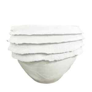 White Fringe Ceramic Bowl by Abigails