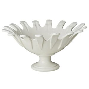 White Footed Bowl with Applied Petals by Abigails