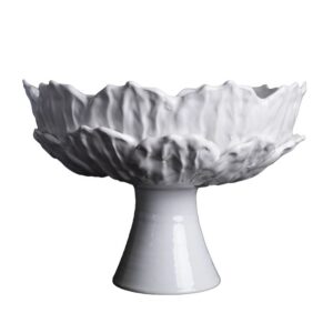 White Foliage Footed Compote by Abigails