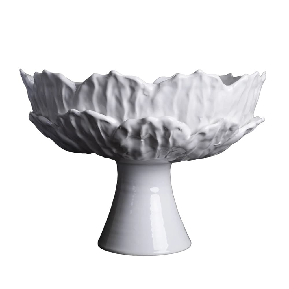 White Foliage Footed Compote by Abigails