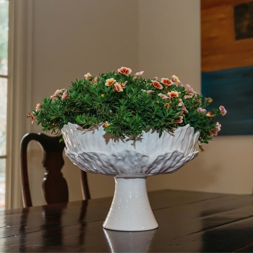 White Foliage Footed Compote by Abigails - Image 2