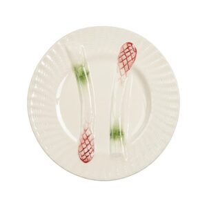 White with Green and Pink Asparagus Plate by Abigails