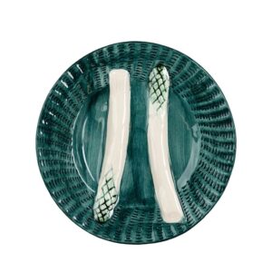 Turquoise with White Asparagus Plate by Abigails
