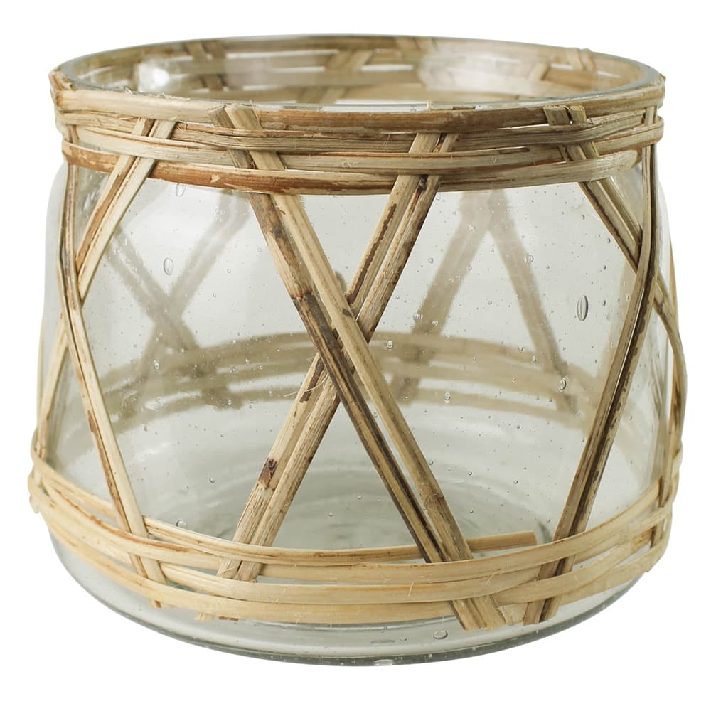 Cairo Glass and Rattan Hurricanes in 3 Sizes by HomArt - Image 3