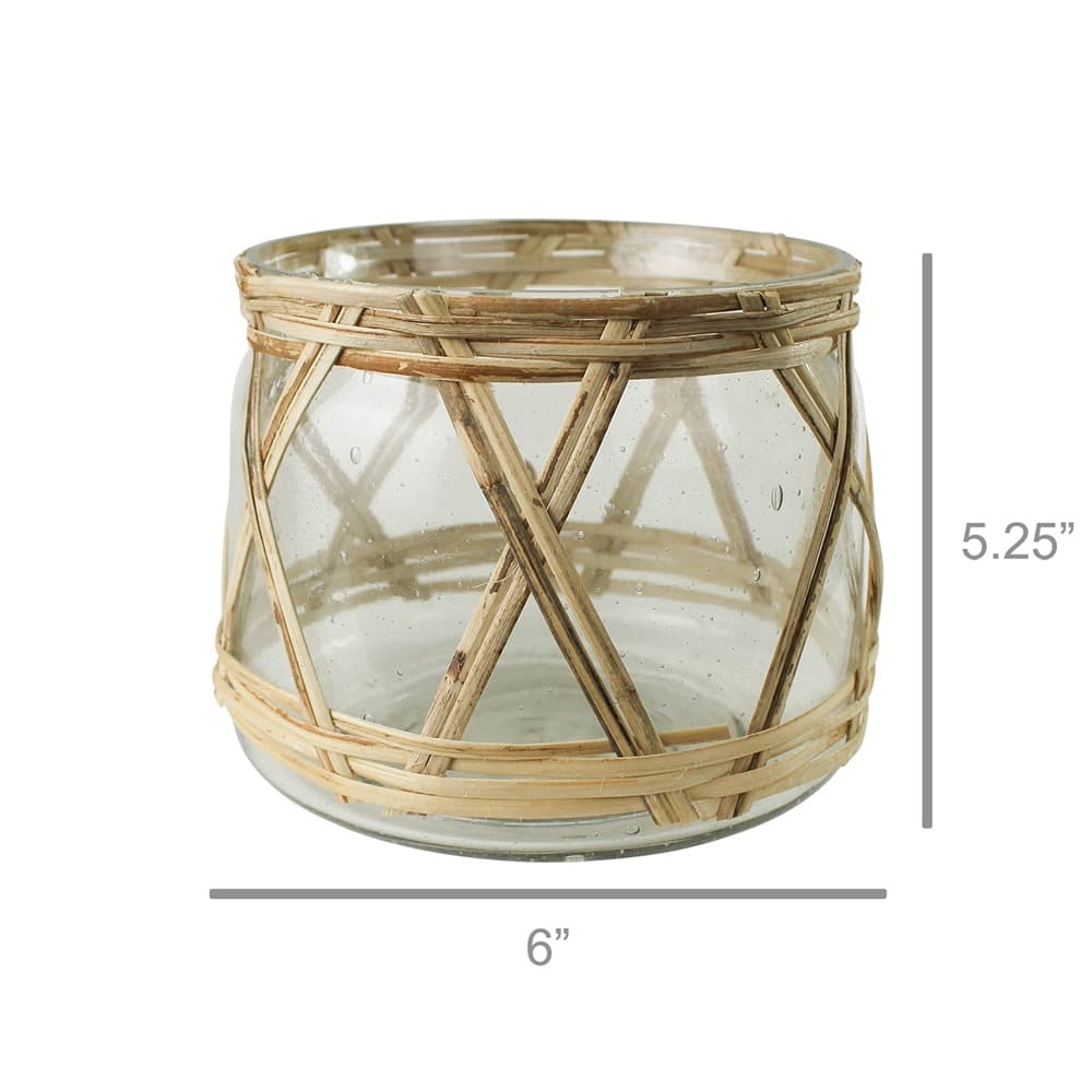 Cairo Glass and Rattan Hurricanes in 3 Sizes by HomArt - Image 6
