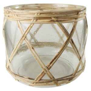 Cairo Glass and Rattan Hurricanes in 3 Sizes by HomArt