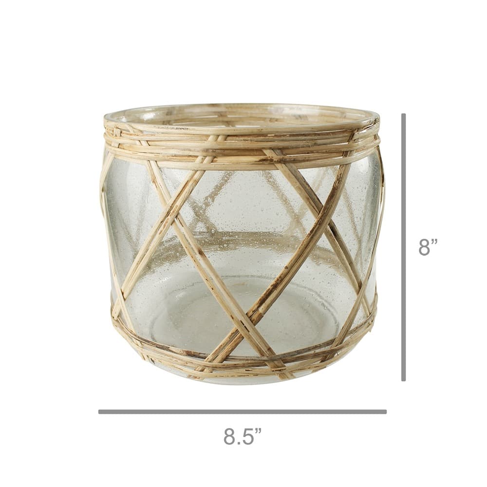 Cairo Glass and Rattan Hurricanes in 3 Sizes by HomArt - Image 4
