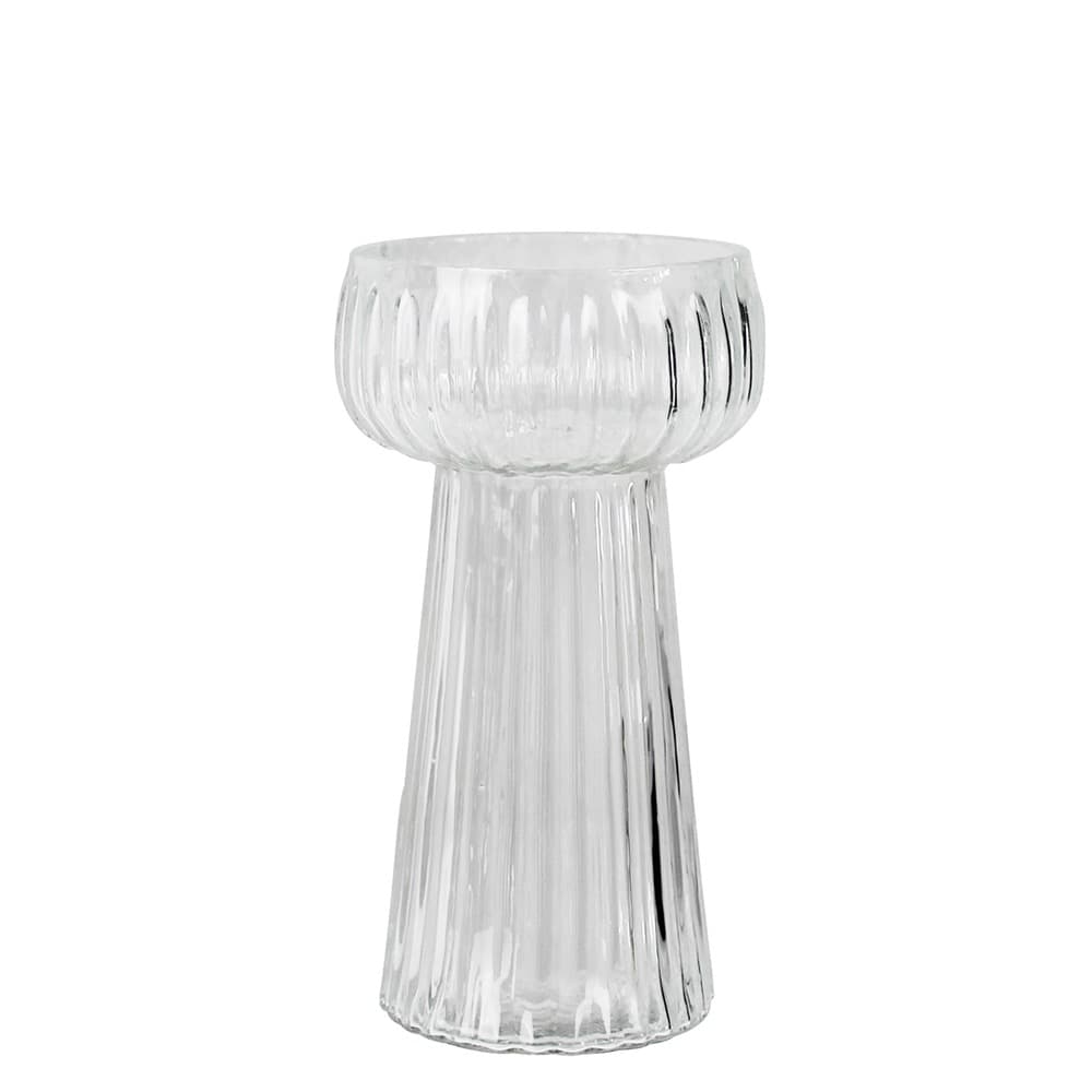 Small Fluted Ribbed Bulb Vase Set of 2 by HomArt