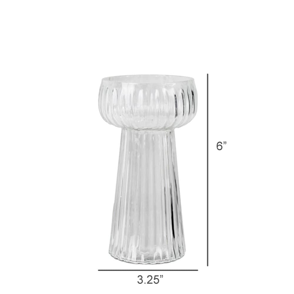 Small Fluted Ribbed Bulb Vase Set of 2 by HomArt - Image 2