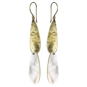 Brass and Mother of Pearl Drop Earrings by Ora Ten