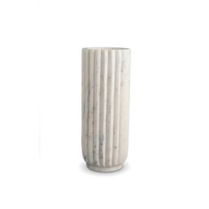 White Marble Scalloped Vases by BIDKhome