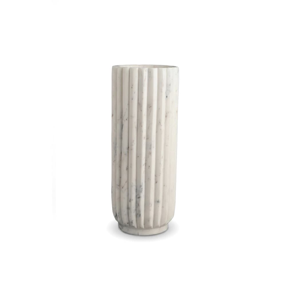 White Marble Scalloped Vases by BIDKhome