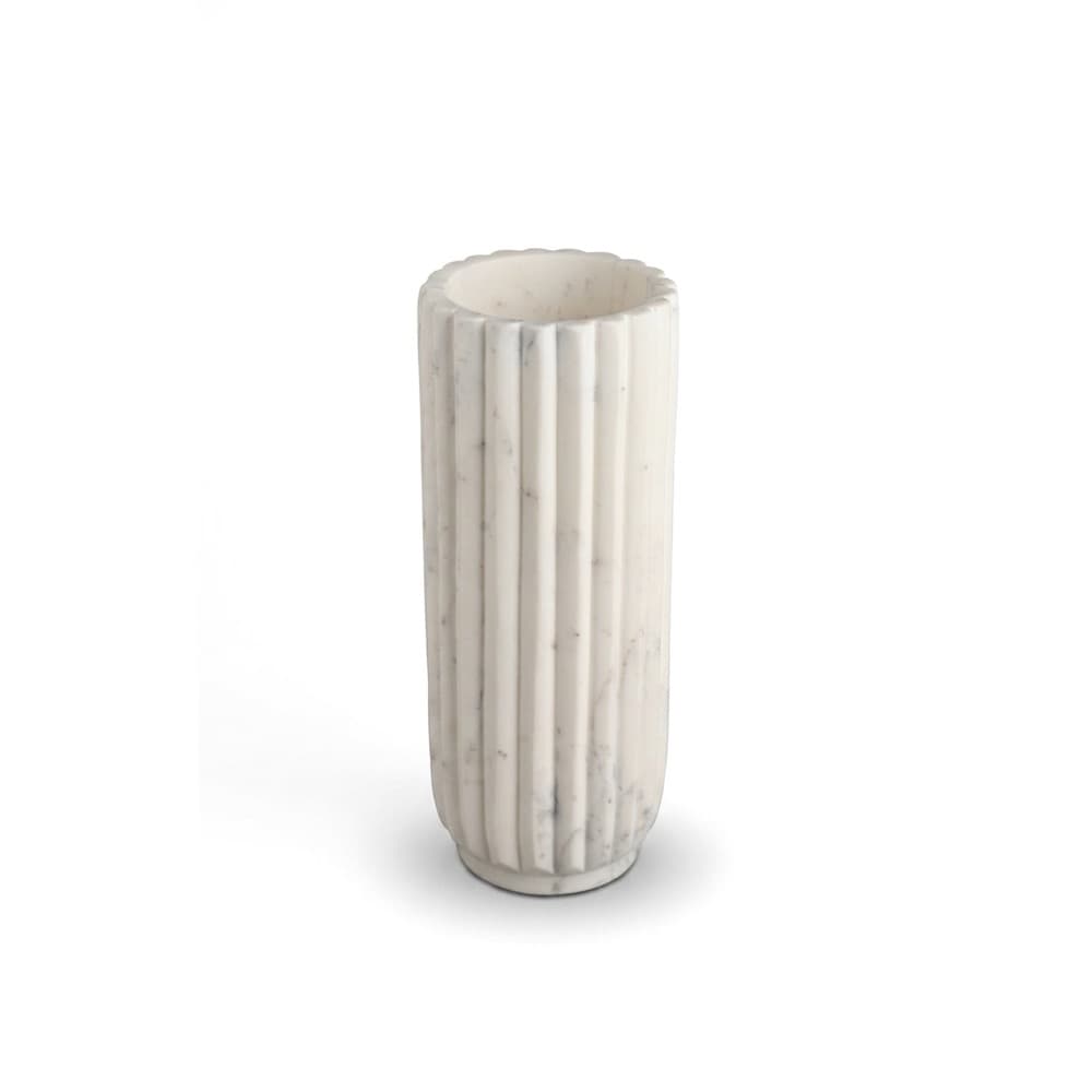 White Marble Scalloped Vases by BIDKhome - Image 5