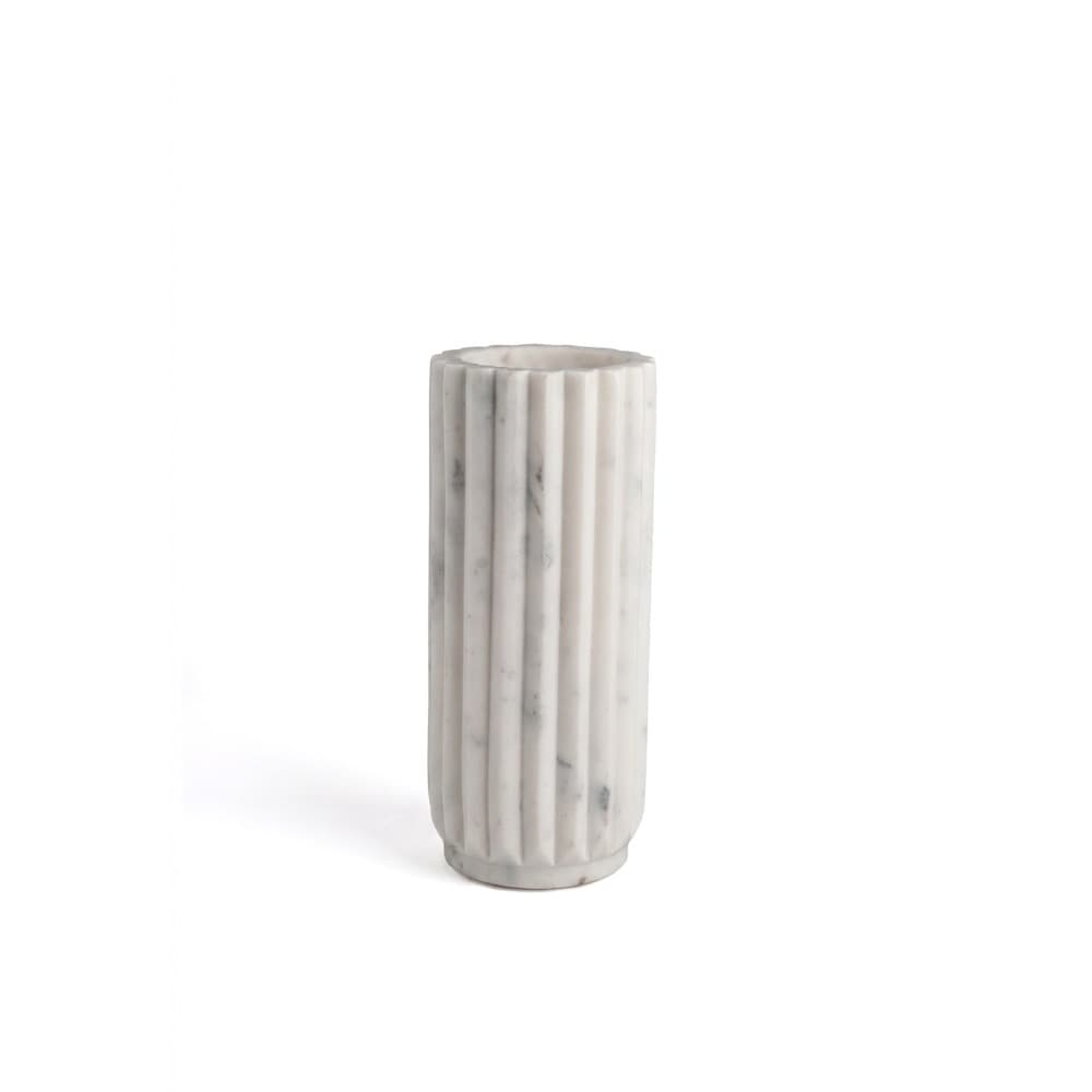 White Marble Scalloped Vases by BIDKhome - Image 4