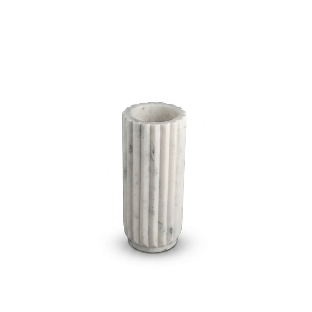 White Marble Scalloped Vases by BIDKhome - Image 7